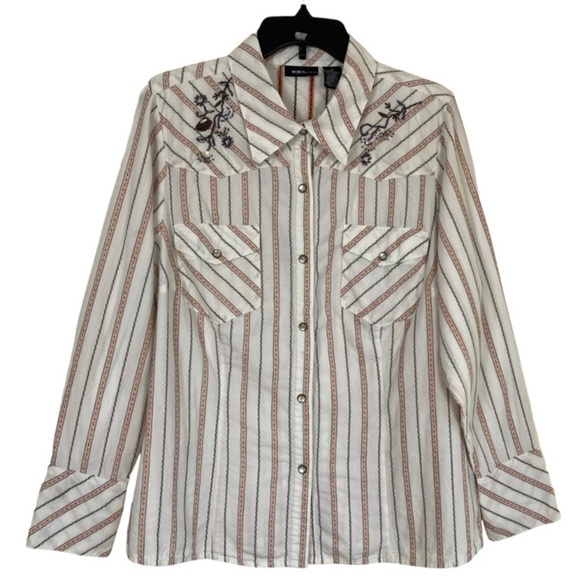 Mixit Vintage Y2K Pearl Snap Western Sequin Embroidered Button-Down Shirt 1X - Picture 1 of 16